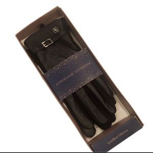 Adrienne Vittadini Black Leather Gloves with buckle embellishment